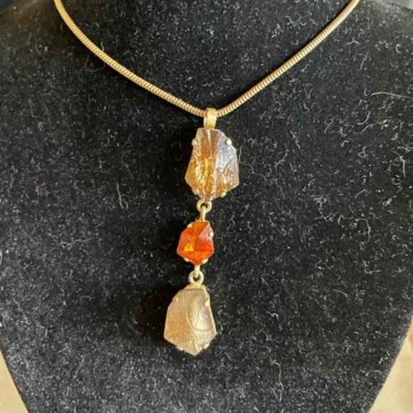 GUBO Metallic Hand-Blown Glass Fused w/ Fine Gold, Brass Chain in 22Kt Finish - Picture 1 of 10